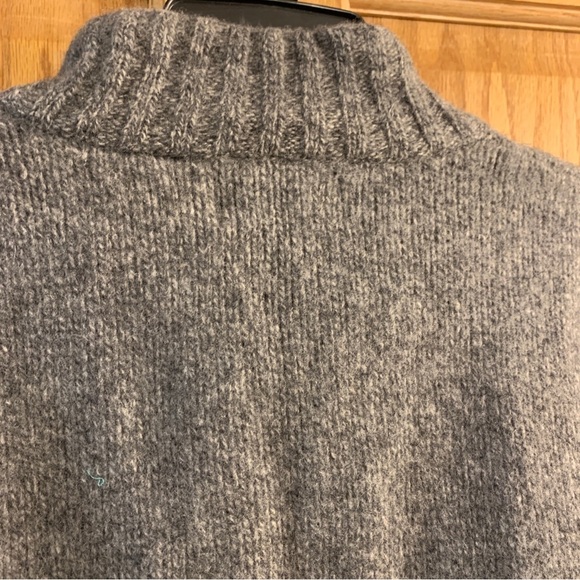 Davis & Squire Charcoal Gray 100% Lambs Wool 1/4 Zip Mens L Sweater Padded Elbow - Picture 5 of 6